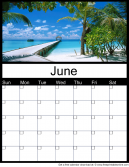 June Free Printable Monthly Calendar with tropical summer feelings - use for any year