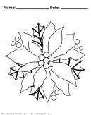 Poinsettia Christmas Coloring Worksheet For Kids With Christmas Coloring Pages