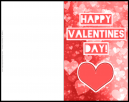 Valentines Day Printable Card - Red and white with 'Happy Valentines Day!' as the title.. and a big red heart