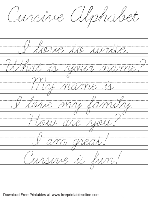 Free Handwriting Cursive Worksheets