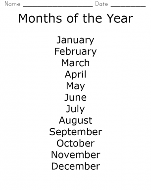 Months Worksheet