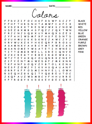 colors word search puzzle