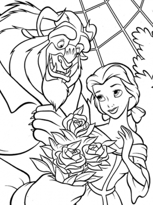 beauty and beast coloring pages