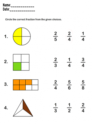 kids worksheets fractions