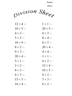 worksheets division