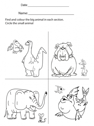 concept of big and small worksheets