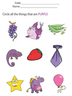 kids worksheets purple items