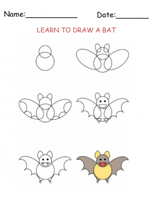 bat drawing for kids