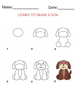 Printable Activities Learn to Draw a Dog Instructions Paper Activity