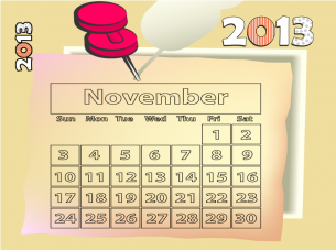 Red Blue November Printable Monthly Calendars