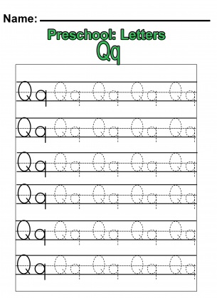 preschool q practice worksheet