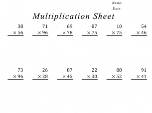 100 problem multiplication sheets