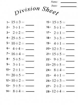 division math sheets