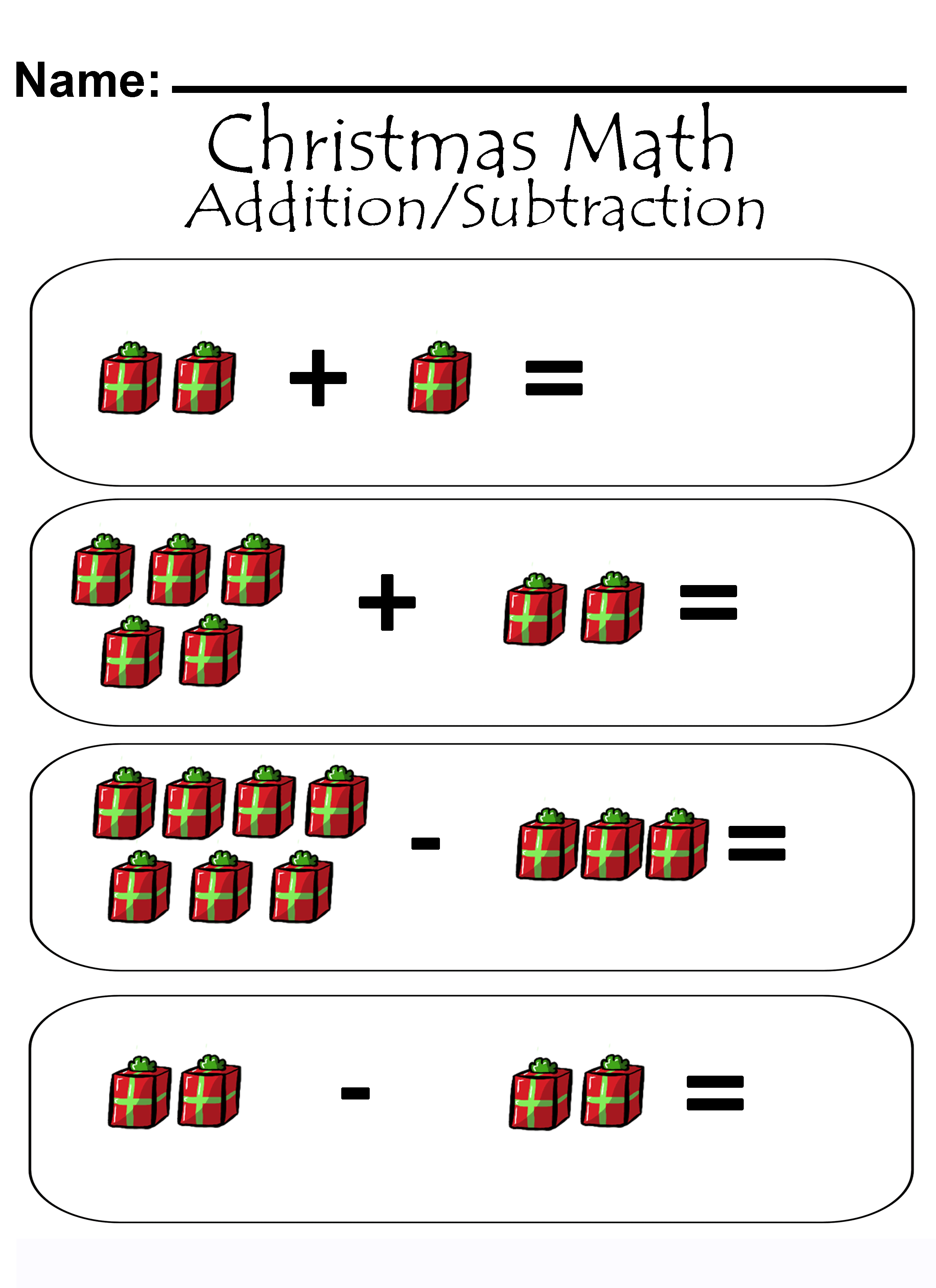 Printable Christmas Math Worksheets