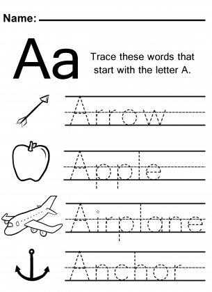 trace the letter a worksheet