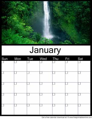 Printable January Monthly Calendars - Blank for use in any given year