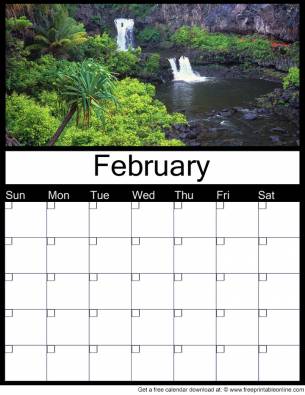 Printable February Monthly Calendars  -  Blank year and can be used for any given year