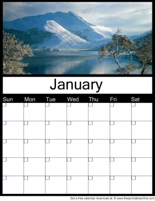 January Monthly Printable Calendar