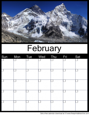 February Monthly Printable Calendar