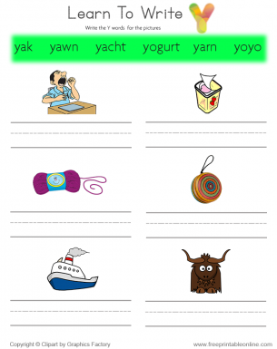 letter y words for kids