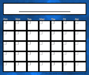 Blue Black Bubble Blank Calendar with blue black bubble in the background