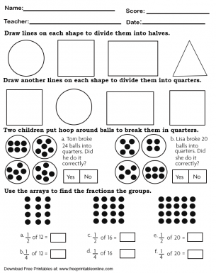 quarter and halves math worksheet free printable online