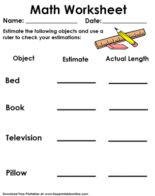 estimation and actual length measurement worksheet