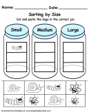 Sorting by Size Worksheet - sort bugs by small, medium or large