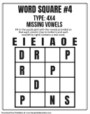 Vowels Word Puzzle Kids Worksheet - Add The Missing vowels