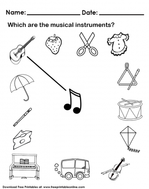 musical instruments worksheet