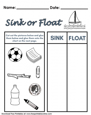 Sink or Float Kindergarten Worksheet - Free Printable Online