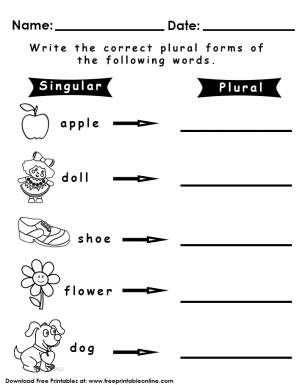 Singular and plurals worksheets for kids