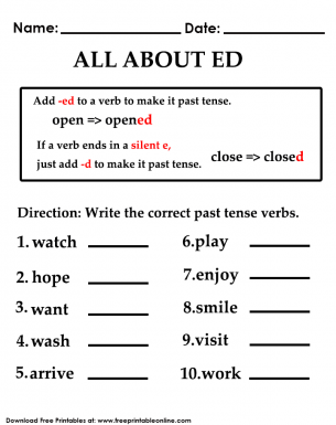 Past Tense Worksheet