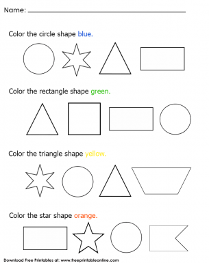 Color In The Shapes Worksheet For Kindergarten