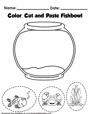 Color, Cut And Paste Activity Worksheet For Kids