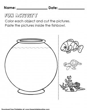 Color, Cut and Paste Activity Worksheet for Kids