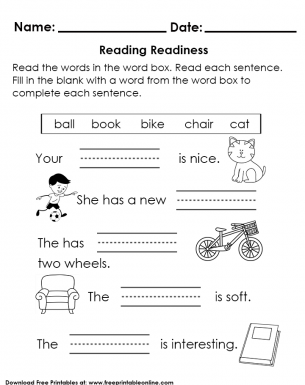 reading readiness activity sheet for learners preschool worksheet