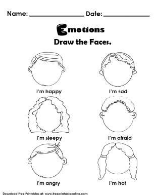 What’s The Emotion? Draw the faces. - Preschool Worksheet