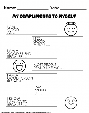 My Compliments To Myself Kids Worksheet Preschool Worksheet