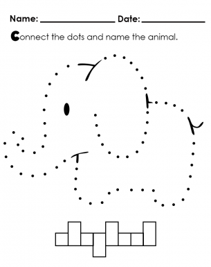 Elephant Animal Trace Dot Template