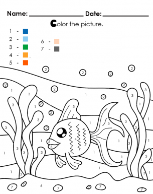 Under The Sea Color by Numbers Coloring Pages