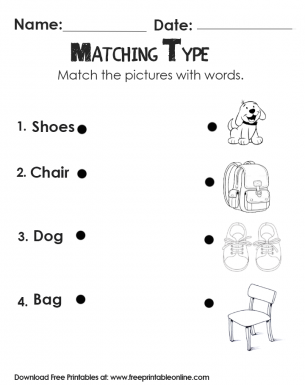 matching type worksheet match the words w the images