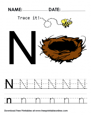 tracing letter n