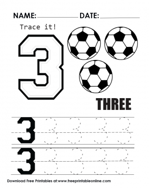 Trace it The Number Three Worksheet - Free Printable Online