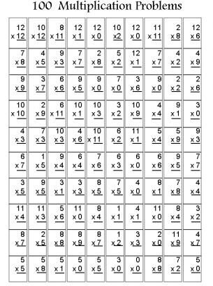 timed multiplication test worksheets