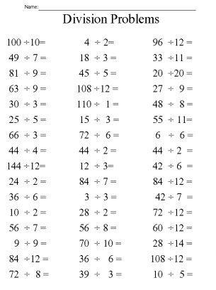 division problems worksheet