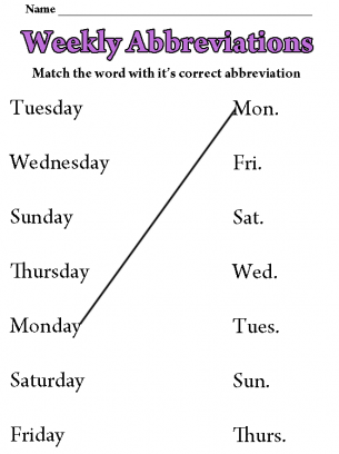 Weekly Abbreviations Worksheet