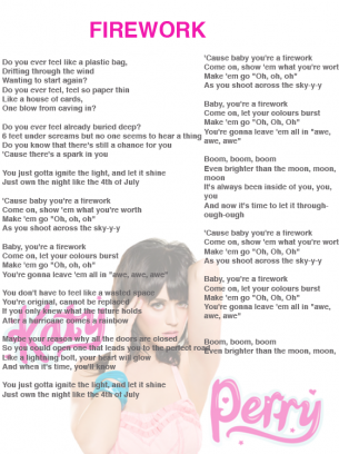 Katy Perry Firework Lyrics Sheet