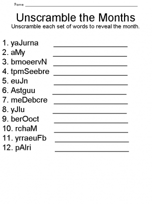 Unscramble The Months Worksheet