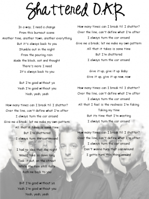 O.A.R Shatterd Lyrics Sheet 